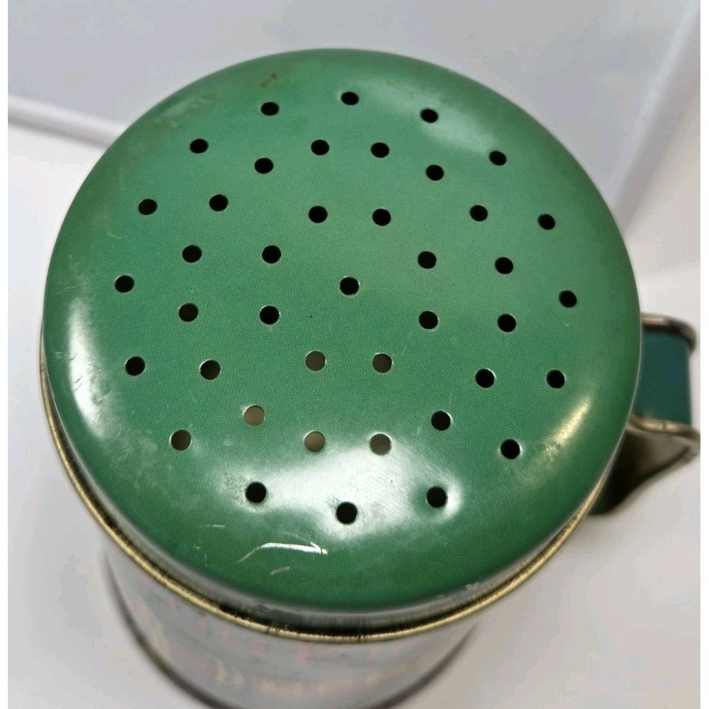 Vintage Elton Kirby's Tin Pepper Shaker Green With Handle - Picture 5 of 9